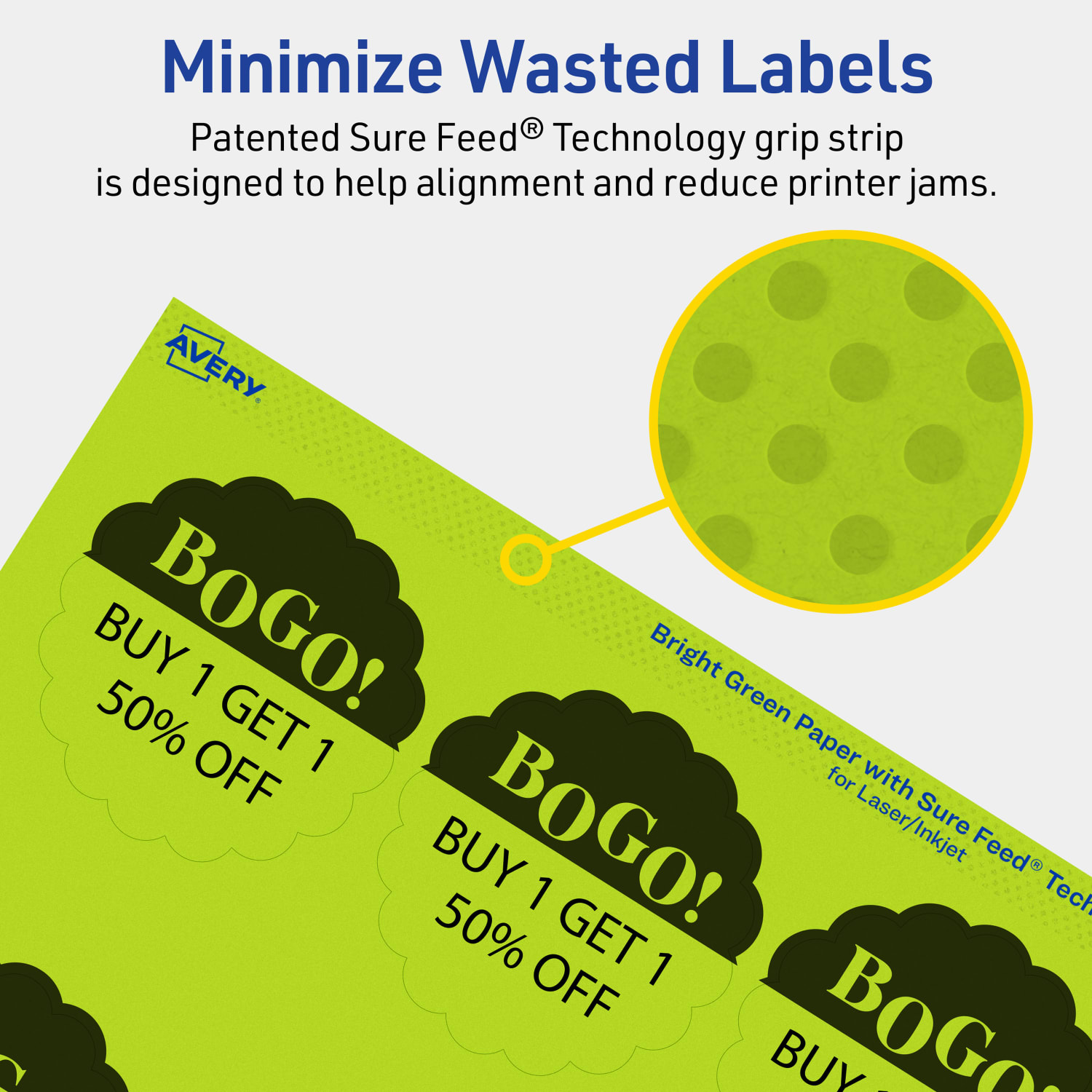 Avery Print-To-The-Edge Labels With Sure Feed Technology, 94516-BGP40, Round Scalloped, 2-1/2in, Matte Bright Green, Pack of 360 - Image 5