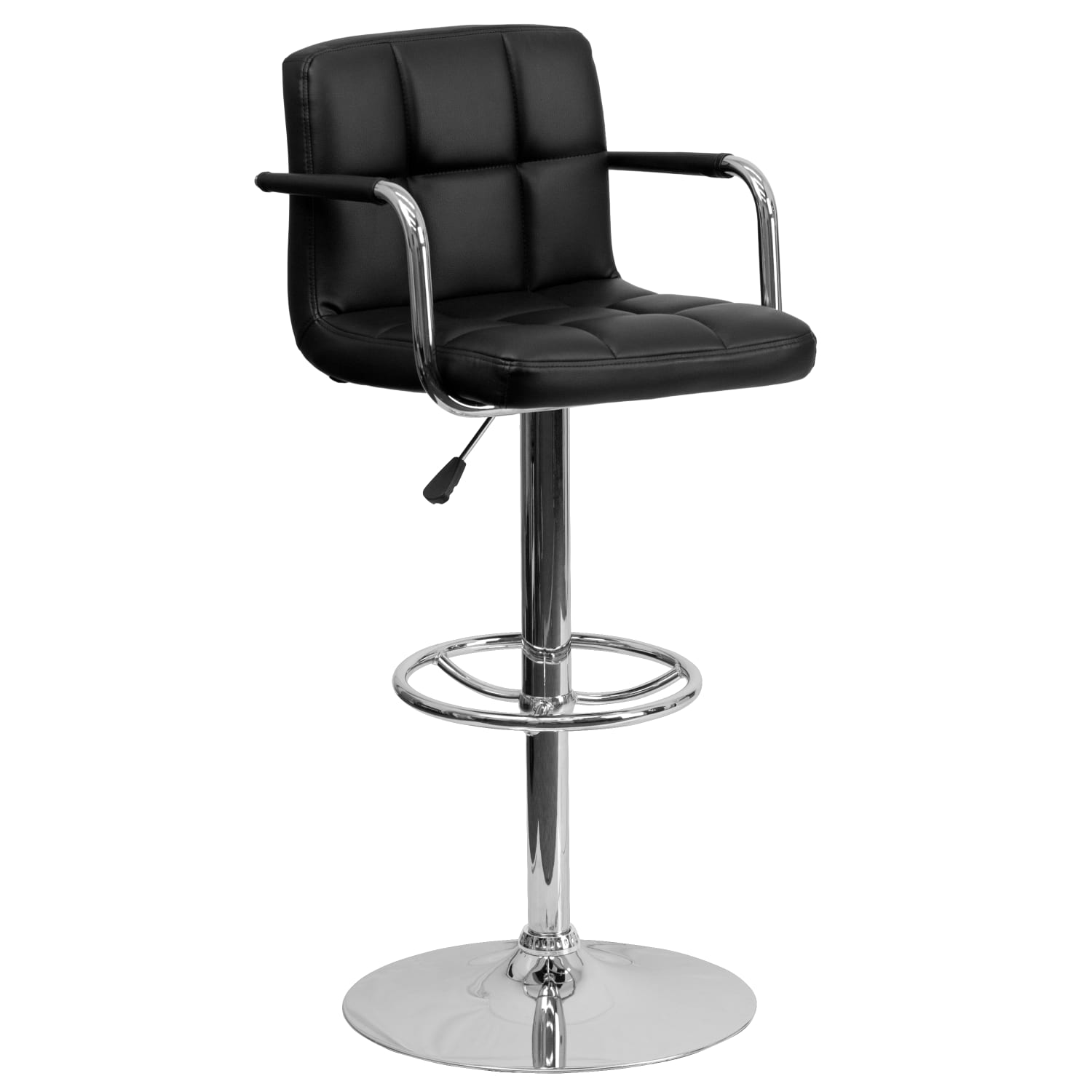 Flash Furniture Contemporary Quilted Vinyl Adjustable Height Bar Stool, Black - Image 3