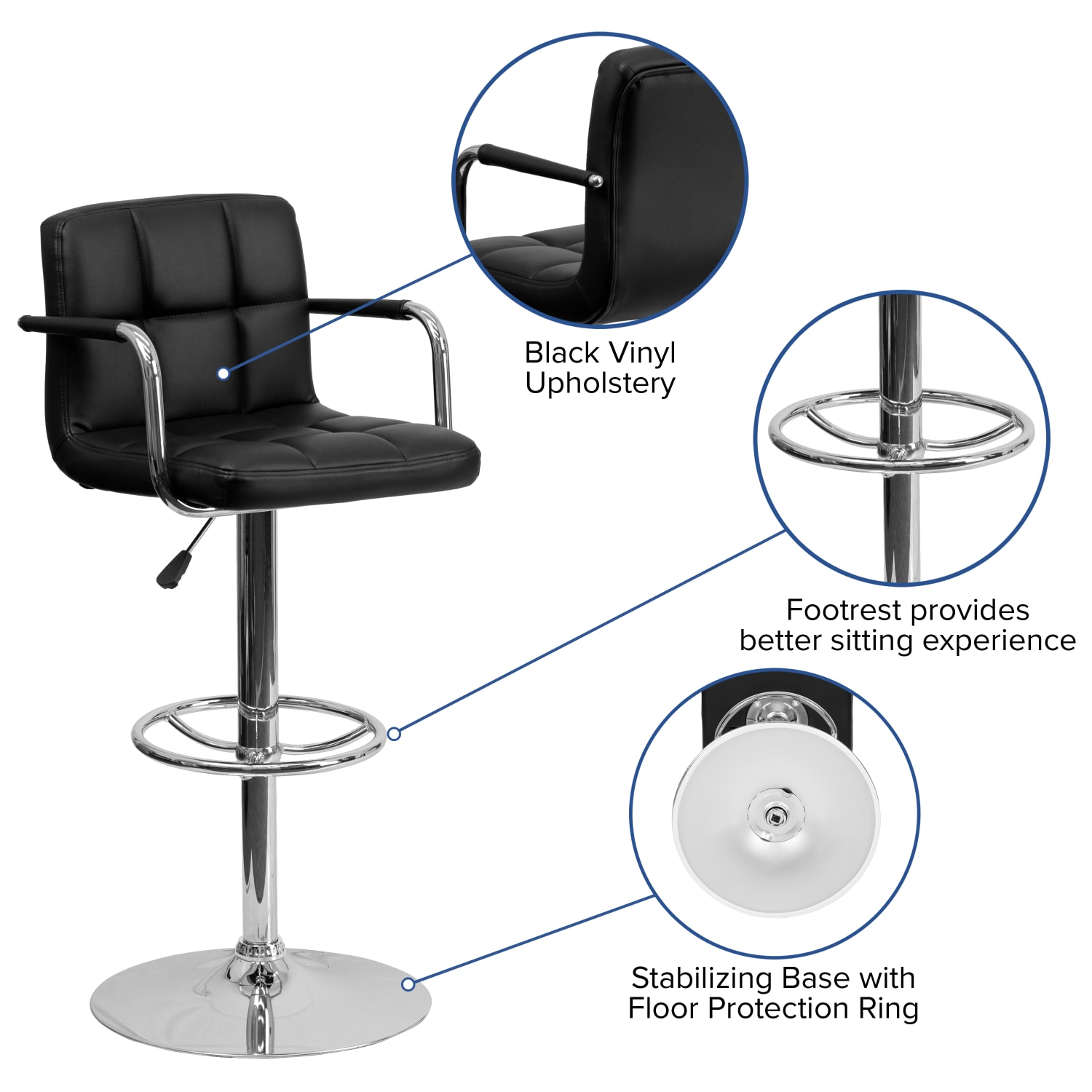 Flash Furniture Contemporary Quilted Vinyl Adjustable Height Bar Stool Black PopularChairscom Flash Furniture Contemporary Quilted Vinyl Adjustable Height Bar Stool Black PopularChairscom