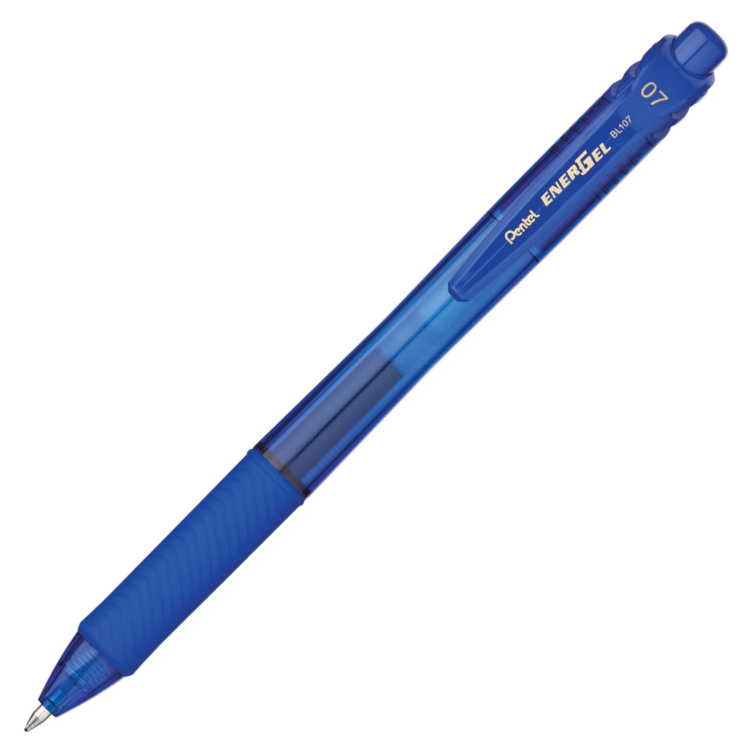 Pentel EnerGel Retractable Gel Pens, Medium, 0.7 mm, 84% Recycled, Blue Barrel, Blue Ink, Pack Of 12 Pens - Image 3