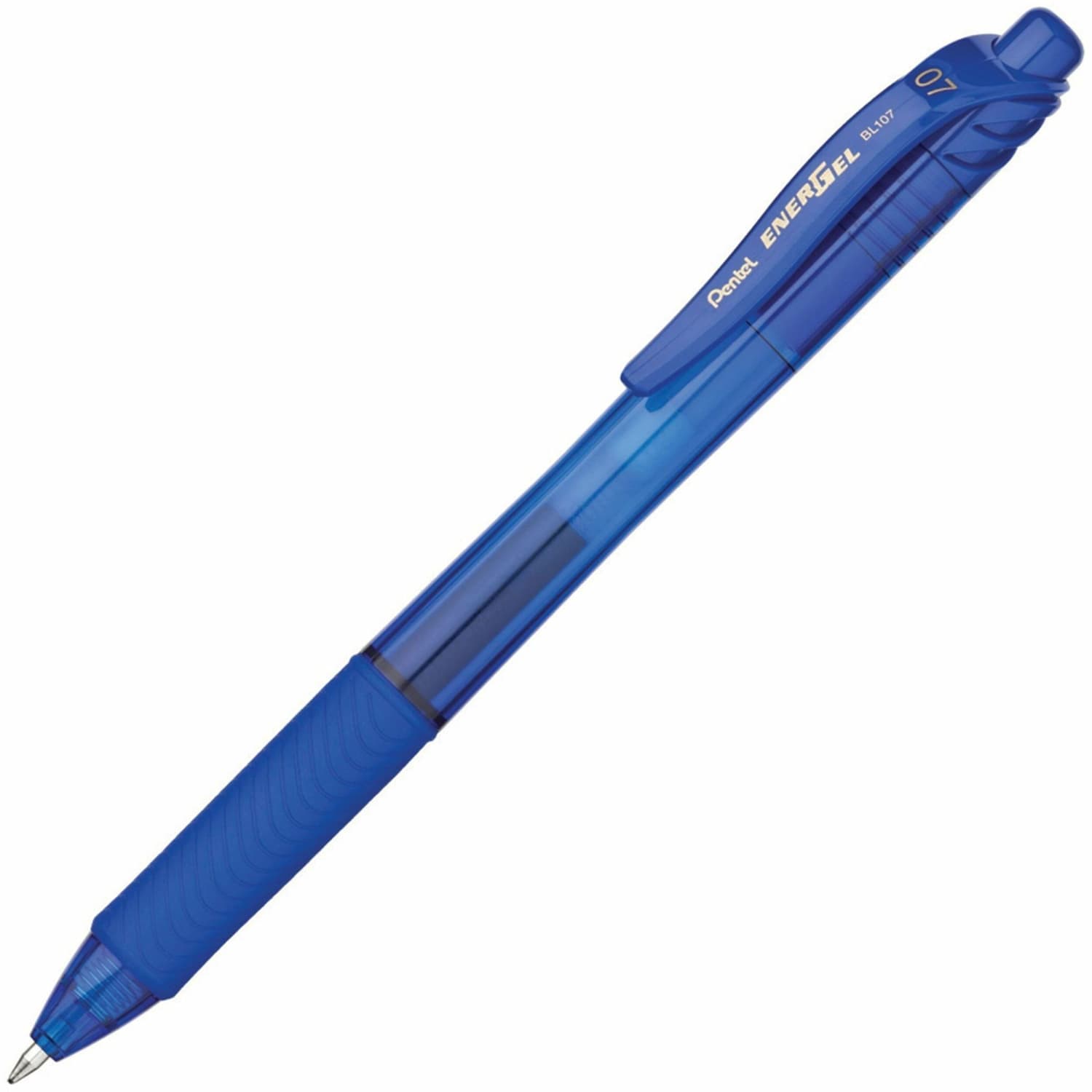 Pentel EnerGel Retractable Gel Pens, Medium, 0.7 mm, 84% Recycled, Blue Barrel, Blue Ink, Pack Of 12 Pens - Image 4