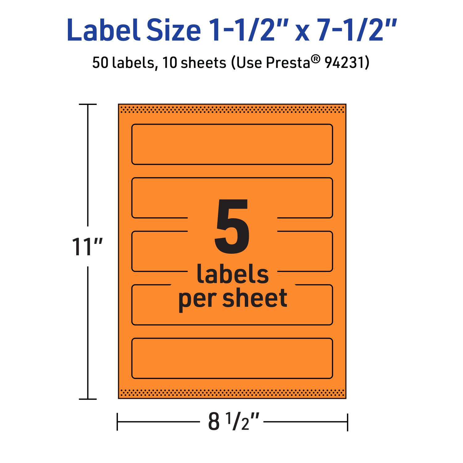 Avery Print-To-The-Edge Labels With Sure Feed Technology, 94231-BOP10, Rectangle, 1-1/2in x 7-1/2in, Matte Bright Orange, Pack of 50 - Image 6