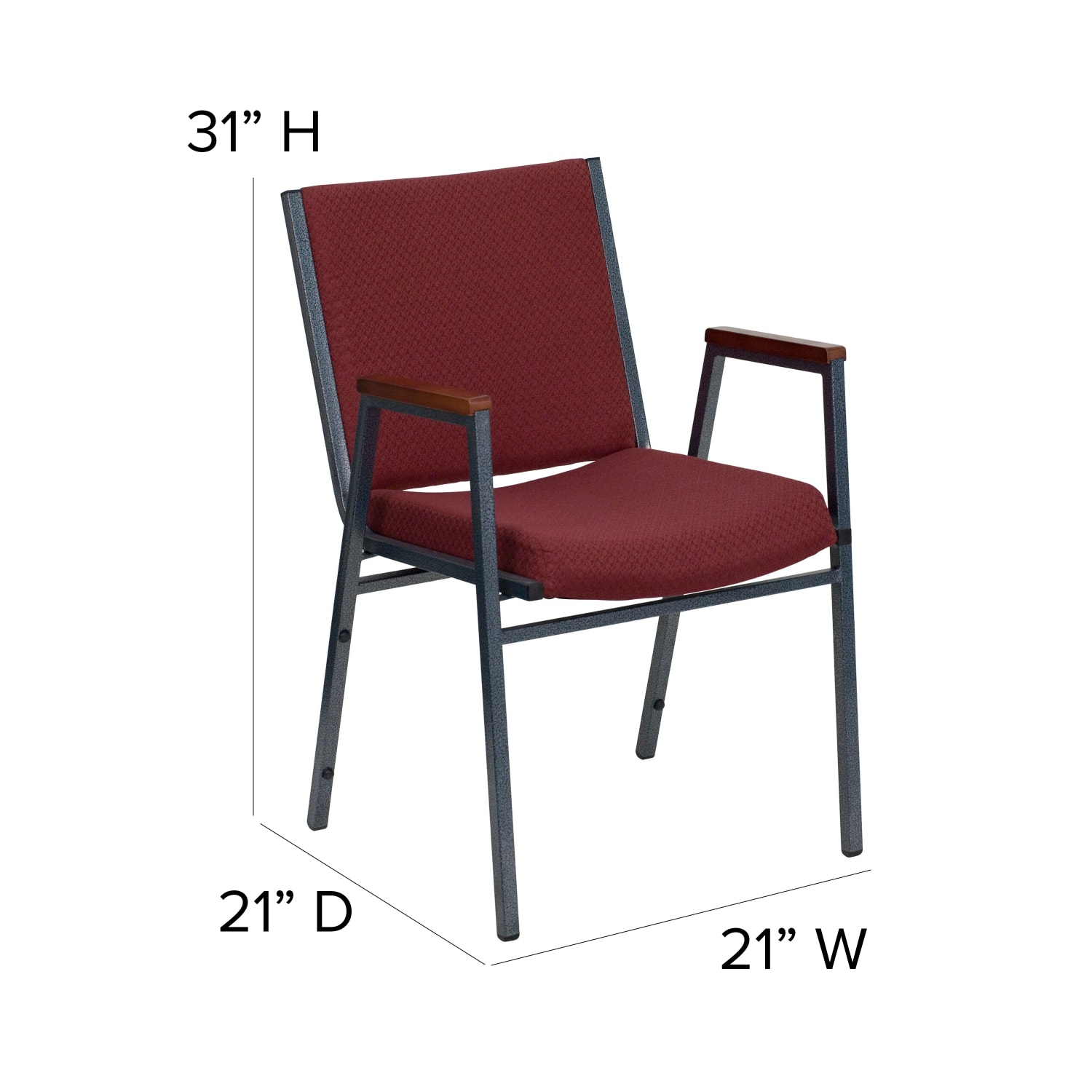 Flash Furniture HERCULES Series Stack Accent Chair With Arms, Burgundy Patterned Fabric/Silvervein Frame - Image 5