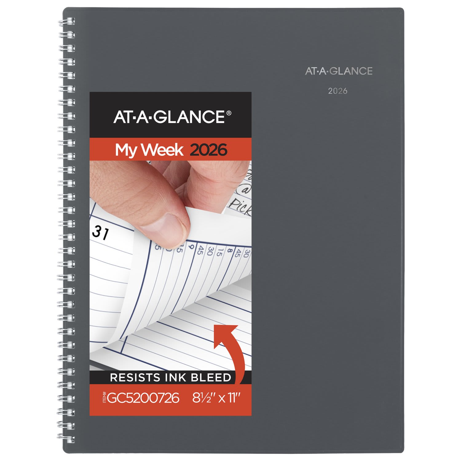 AT-A-GLANCE DayMinder 2026 Weekly Monthly Appointment Book Planner, Gray, Large, 8 1/2in x 11in