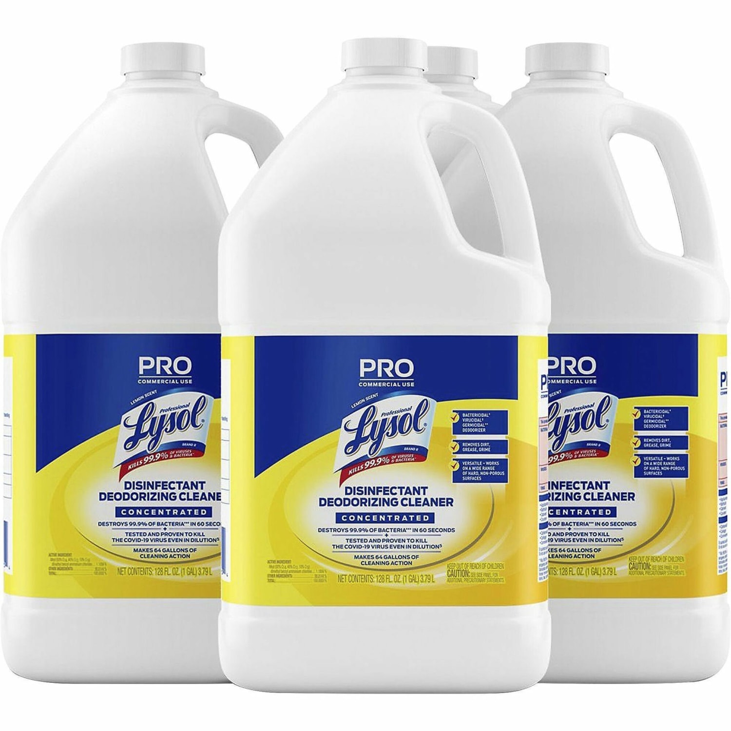 Professional LYSOL Brand Disinfectant Deodorizing Cleaner Concentrate, Lemon Scent, 128oz BTL, 4/CT