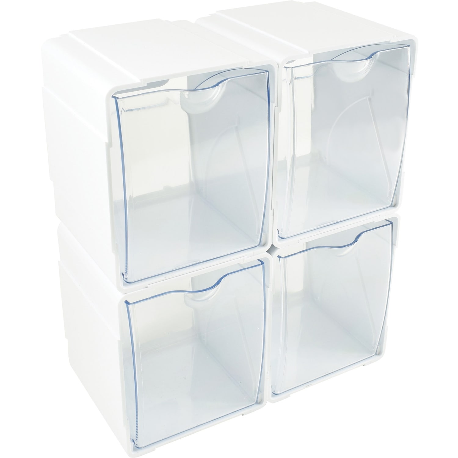 Deflecto Interlocking Tilt Bins, Medium Size, Clear/White, Pack Of 4 - Image 4