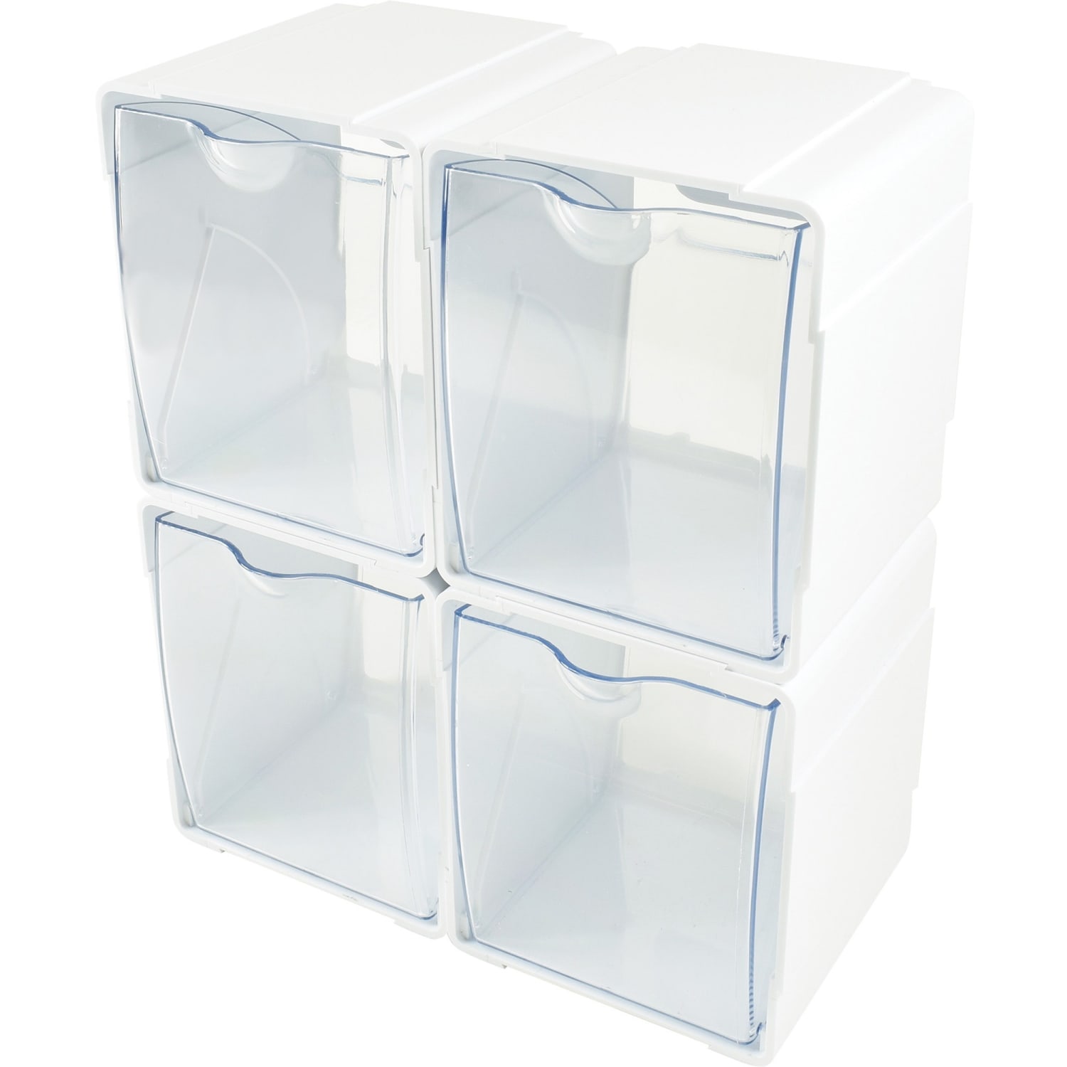 Deflecto Interlocking Tilt Bins, Medium Size, Clear/White, Pack Of 4 - Image 5