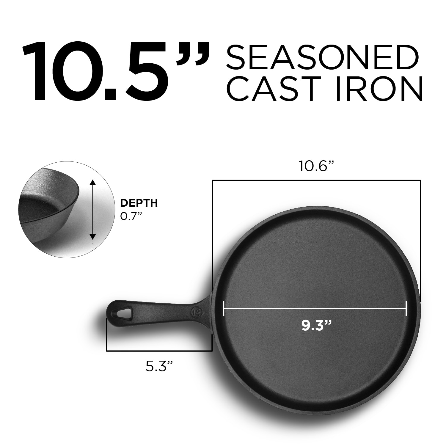 Commercial Chef 10-1/2in Round Cast Iron Griddle Pan, Black - Image 3