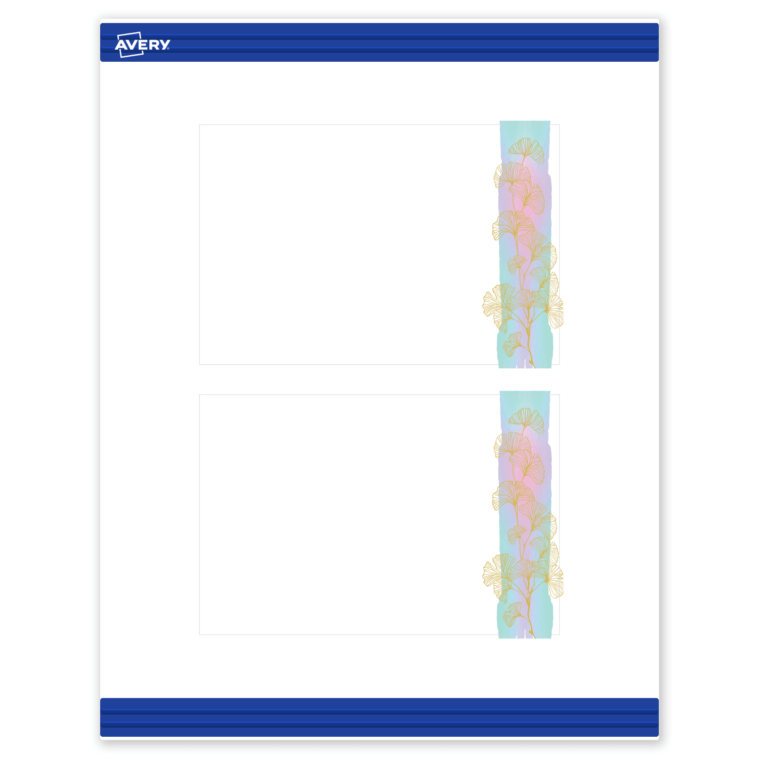 Avery Printable Postcards With Sure Feed Technology, 4in x 6in, Matte White With Watercolor/Gold Leaf Design, Pack Of 20 - Image 3