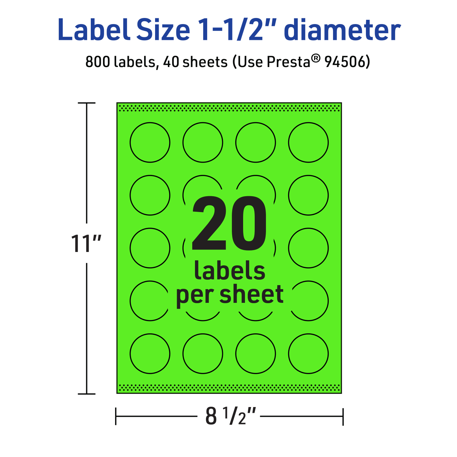 Avery Print-To-The-Edge Labels With Sure Feed Technology, 94506-NGP40, Round, 1-1/2in, Matte Neon Green, Pack of 800 - Image 6