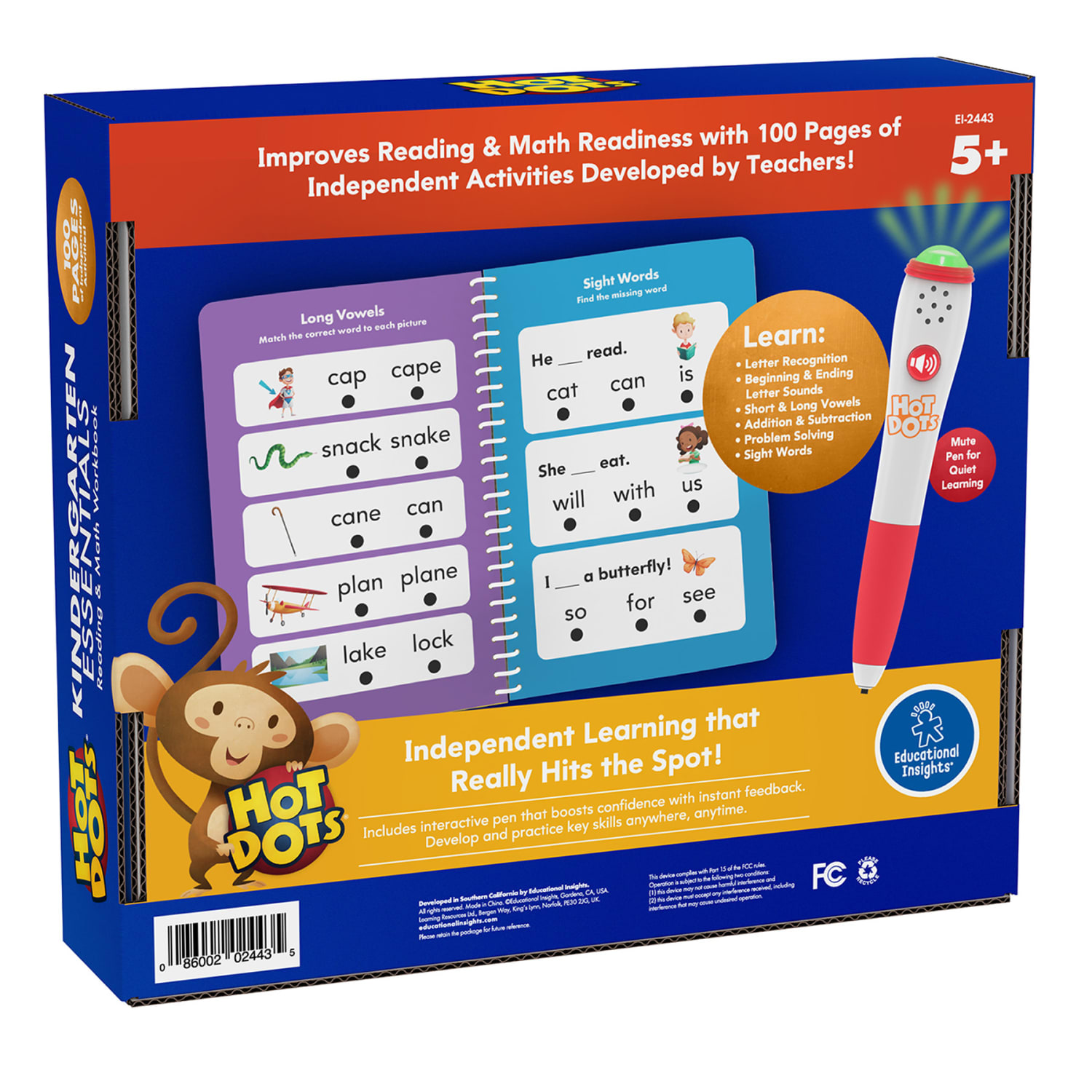 Educational Insights Hot Dots Kindergarten Essentials Reading & Math Workbook - Image 4