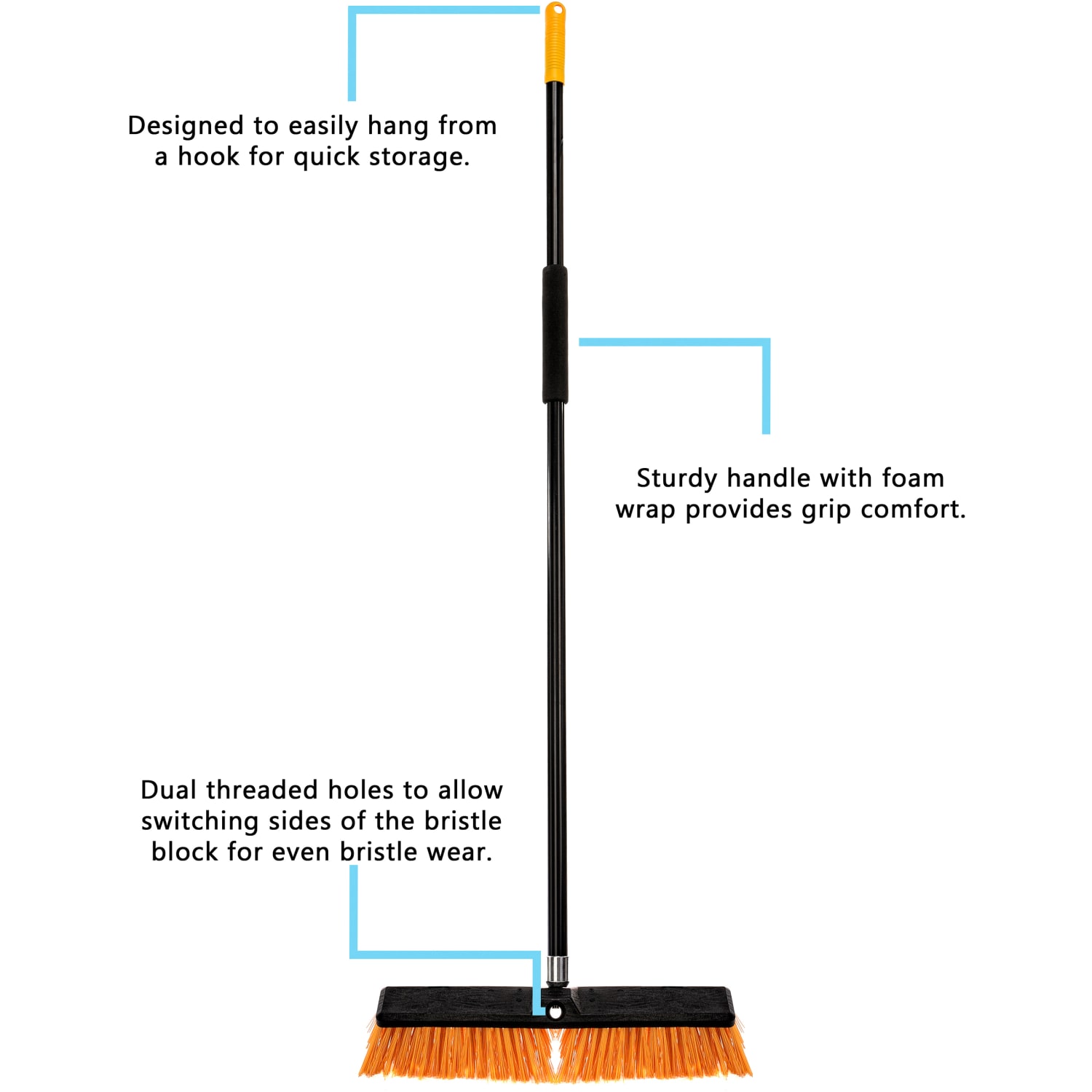 Alpine 18in Rough-Surface Push Brooms, Yellow, Pack Of 3 Brooms - Image 5