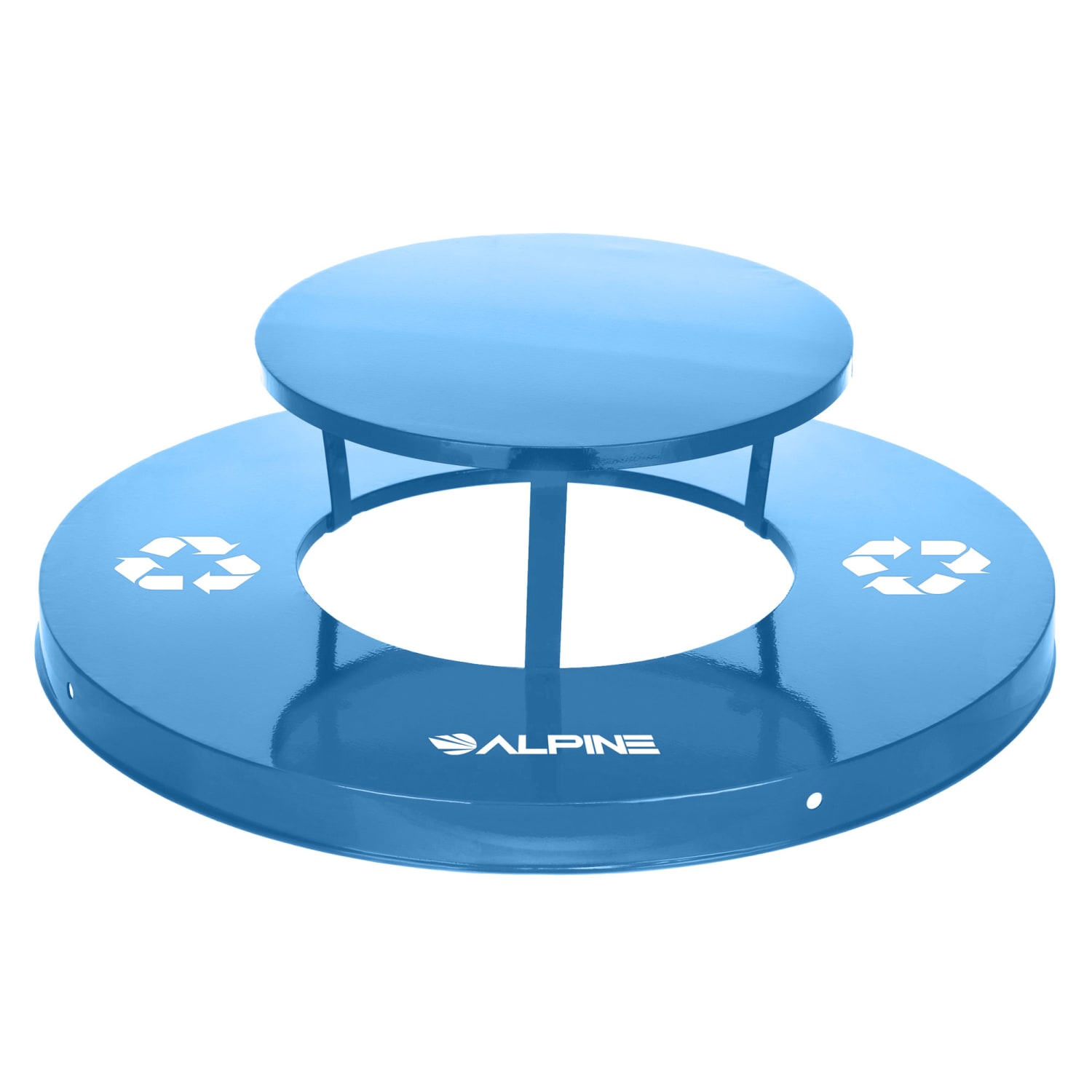 Alpine Industries Rain Bonnet Lid For Outdoor Metal Recycling Receptacle, 7-5/8inH x 24-1/4inW x 24-1/4inD, Blue