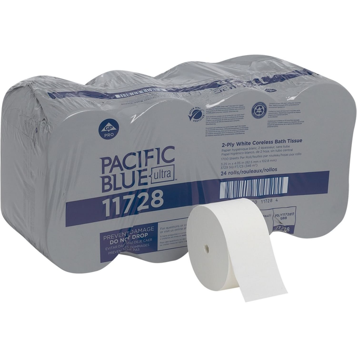 Pacific Blue by GP PRO, 2 Ply, 4.05x3.25, 100% Recycled, White, 1700 Sheets, 24 Rolls per Case - Image 4