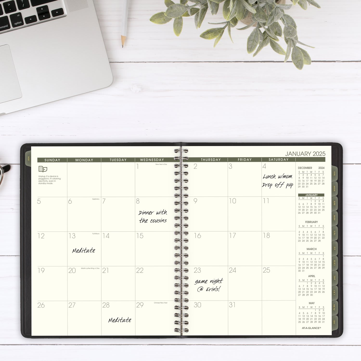 2025 AT-A-GLANCE Monthly Planner, 7in x 8-3/4in, 100% Recycled, Black, January To December, 70120G0525 - Image 3