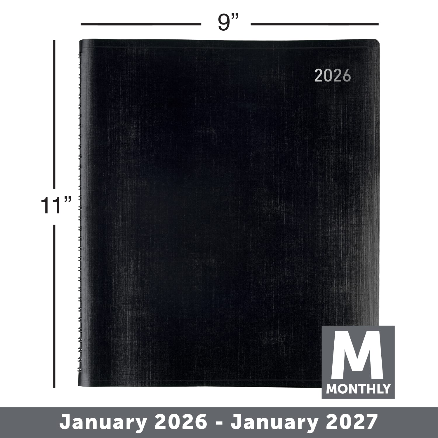 Office Depot Brand Monthly Planner, 9in x 11in, Black, January 2026 to January 2027, OD71060026 - Image 5