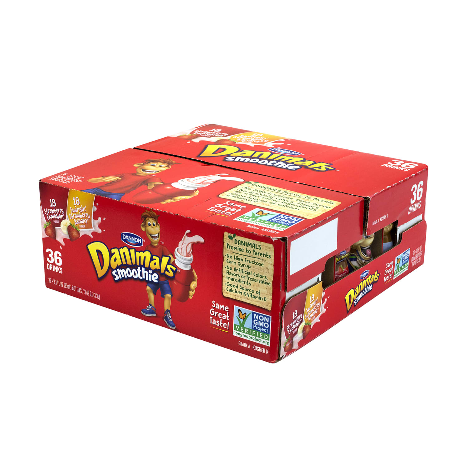 Dannon Danimals Strawberry Explosion & Swingin Strawberry Banana Smoothies, 3 Oz, Pack Of 36 Smoothies - Image 6