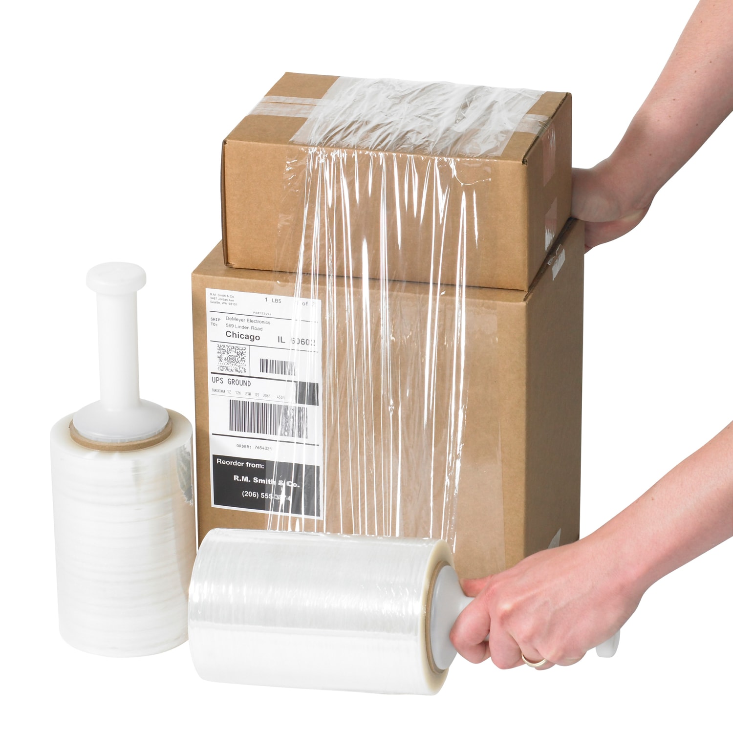 Partners Brand Narrow-Width Bundling Stretch Film With One Handle, 80 Gauge, 5in x 1000ft, Pack Of 4 - Image 4