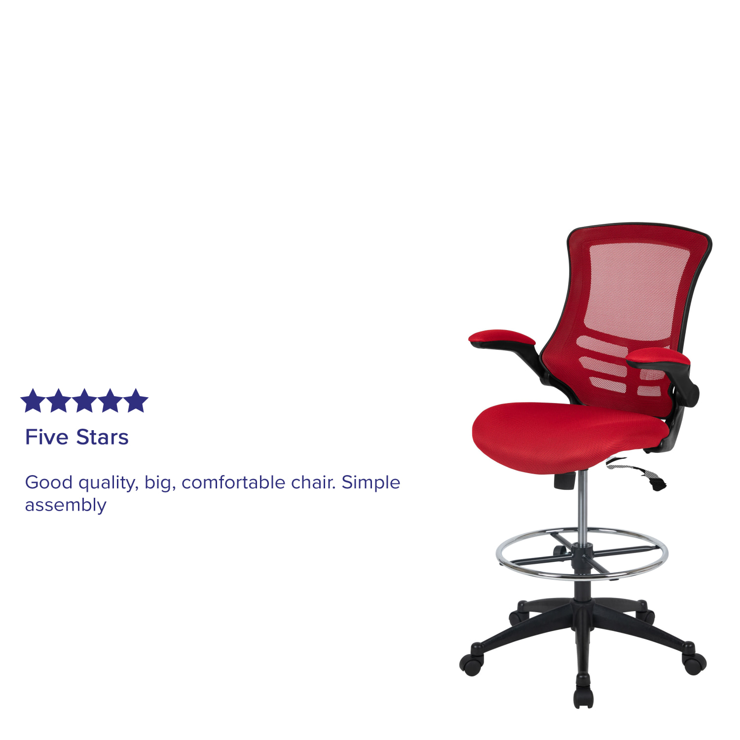 Flash Furniture MidBack Mesh Ergonomic Drafting Chair with Adjustable Foot Ring and FlipUp Arms Red PopularChairscom Flash Furniture Mid Back Mesh Ergonomic Drafting Chair with Adjustable Foot Ring and Flip Up Arms Red PopularChairscom