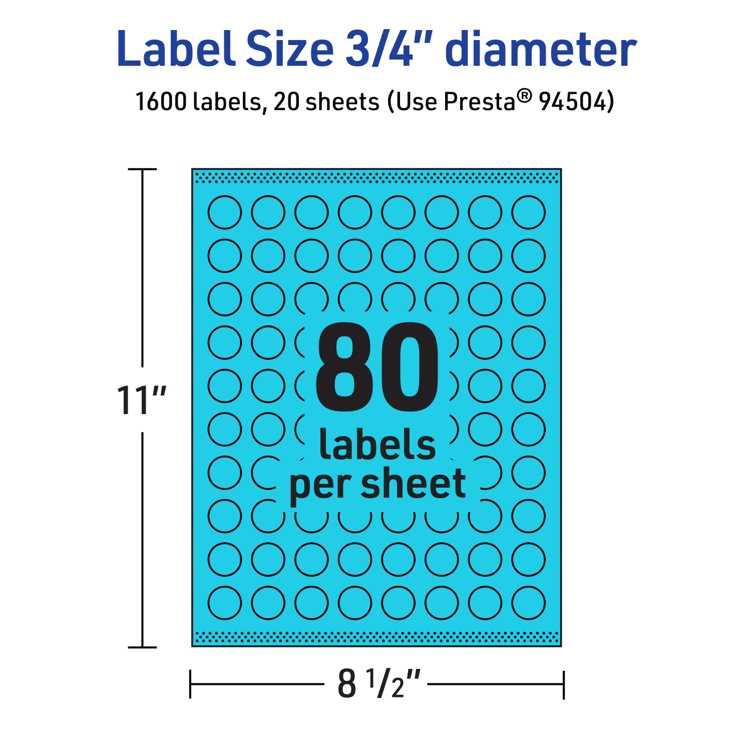 Avery Print-To-The-Edge Labels With Sure Feed Technology And Easy Peel Label Feature, 94504-BBP20, Round, 3/4in, Matte Bright Blue, Pack of 1600 - Image 6