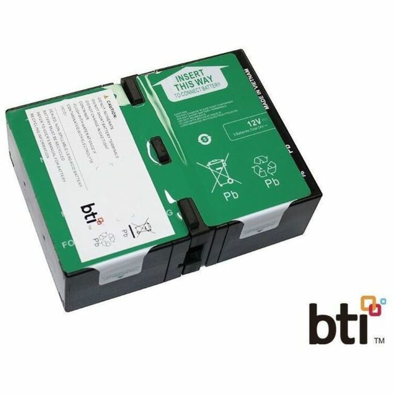 BTI APCRBC124-SLA124 SEALED LEAD ACID BATTERY FOR APC BR1200G-FR, BR1200GI, BR1300G, BR1500G, BR1500G-FR, BR1500GI, BX1500M, SMC1000-2U, SMC1000I-2U