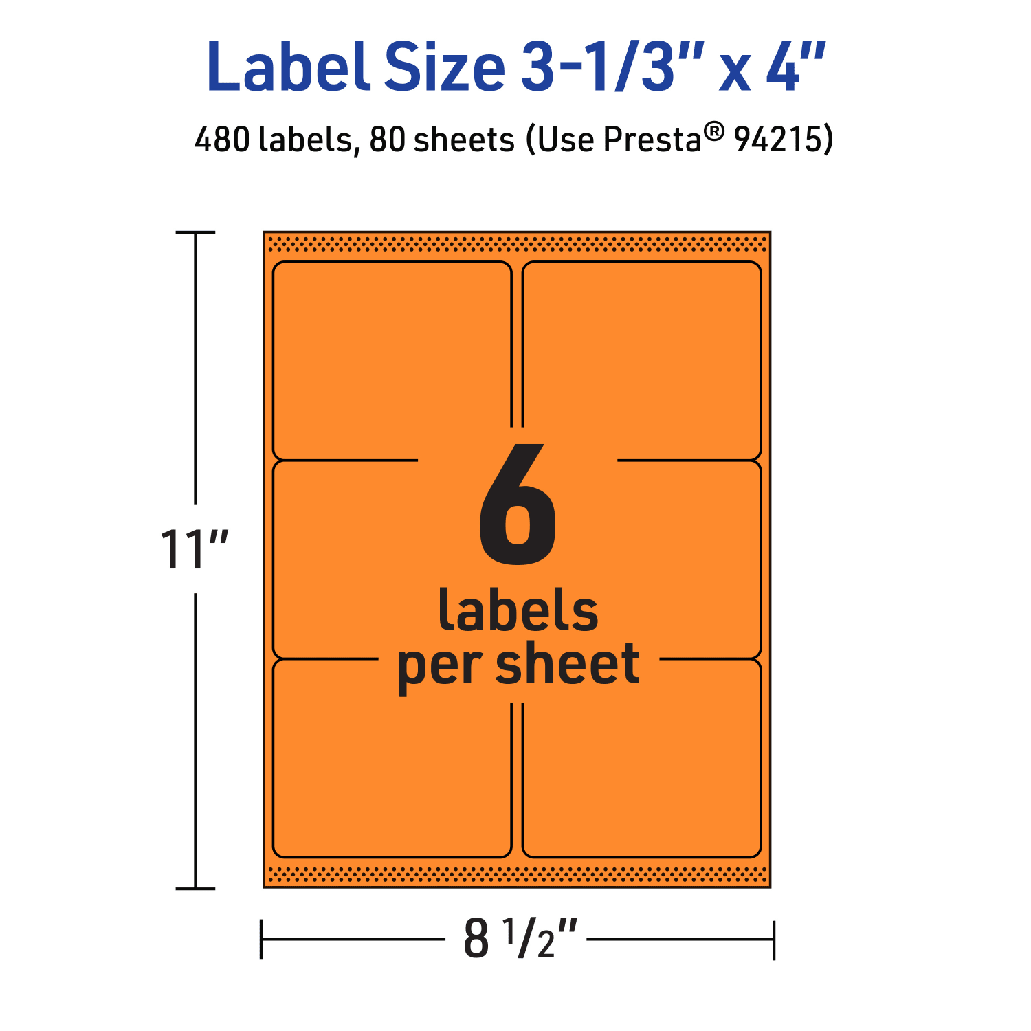 Avery Printable Labels With Sure Feed Technology, 94215-BOP80, Rectangle, 3-1/3in x 4in, Matte Bright Orange, Pack of 480 - Image 6