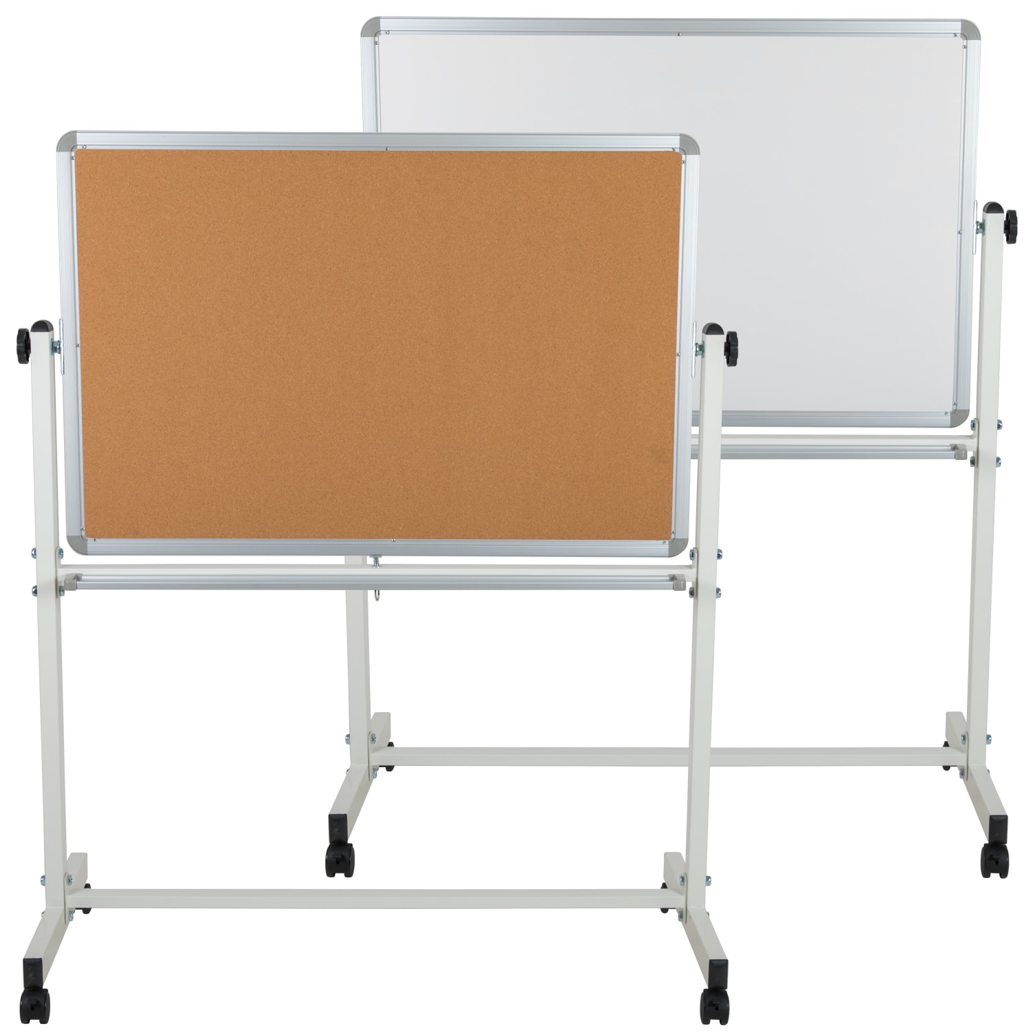 Flash Furniture Reversible Cork Bulletin/Non-Magnetic Dry-Erase Whiteboard, 54 3/4in x 45 1/4in, Silver Aluminum Frame - Image 3
