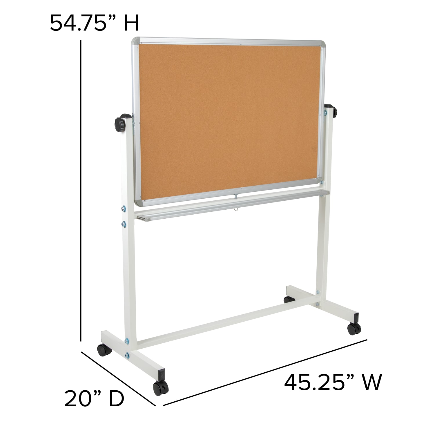 Flash Furniture Reversible Cork Bulletin/Non-Magnetic Dry-Erase Whiteboard, 54 3/4in x 45 1/4in, Silver Aluminum Frame - Image 6
