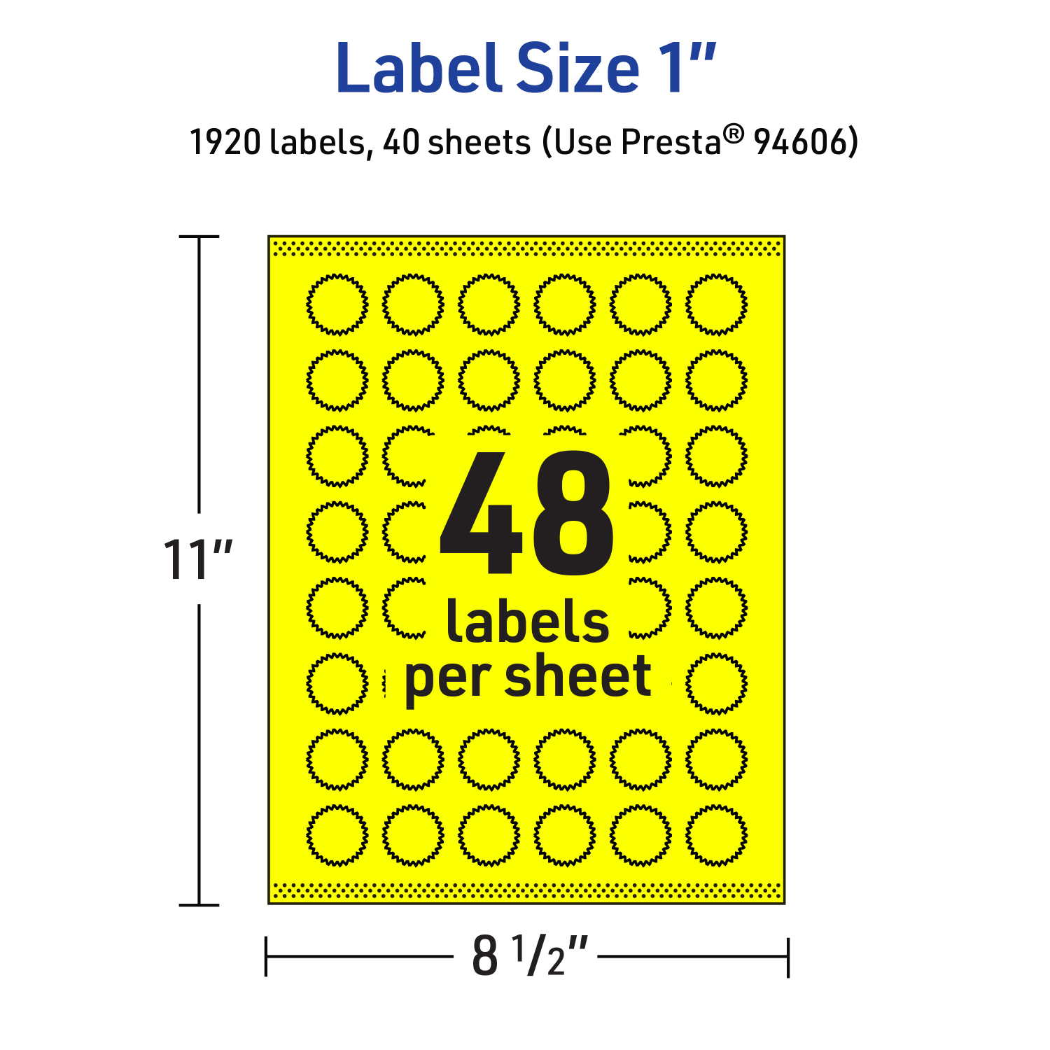 Avery Print-To-The-Edge Labels With Sure Feed Technology, 94606-NYP40, Starburst, 1in, Matte Neon Yellow, Pack of 1920 - Image 6