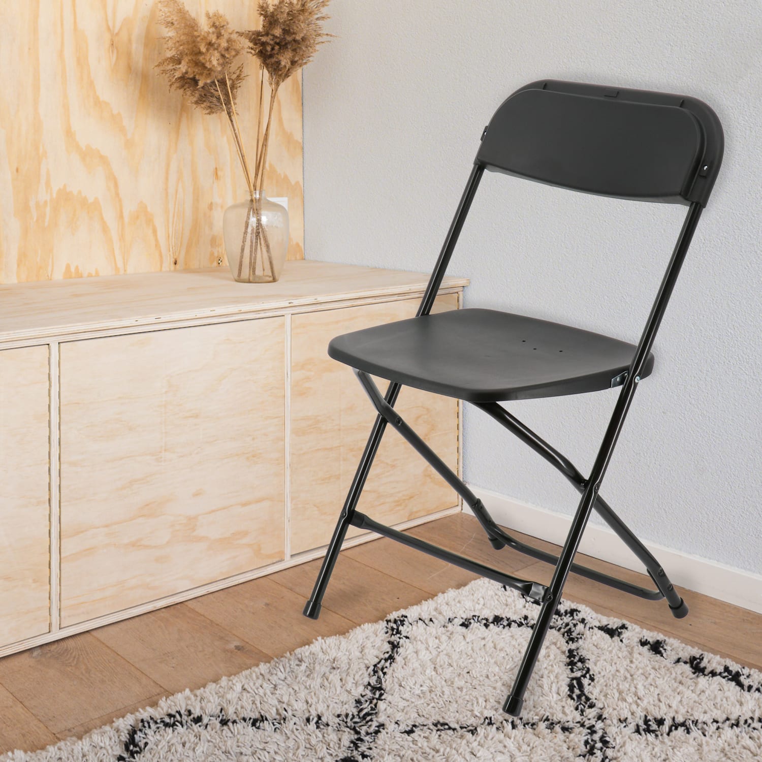 Elama Plastic Folding Chairs, Black, Set Of 4 Chairs - Image 6