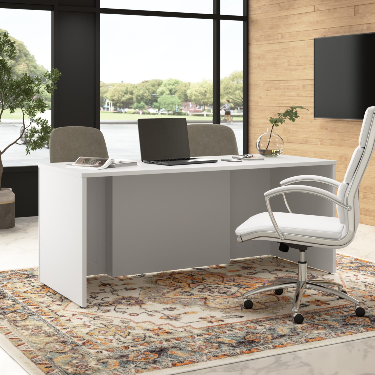 Bush Business Furniture Hampton Heights 72inW Executive Desk, White, Standard Delivery - Image 4