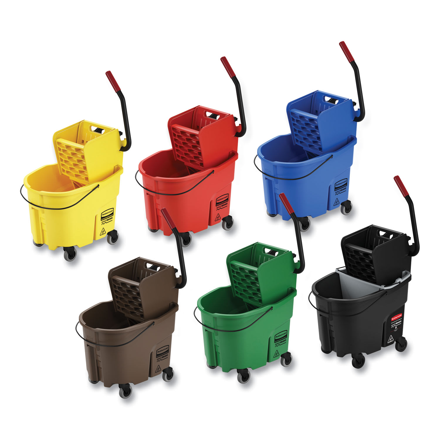 Rubbermaid Commercial WaveBrake 2.0 Bucket/Wringer Combos, Down-Press, 35 qt, Plastic, Blue - Image 6