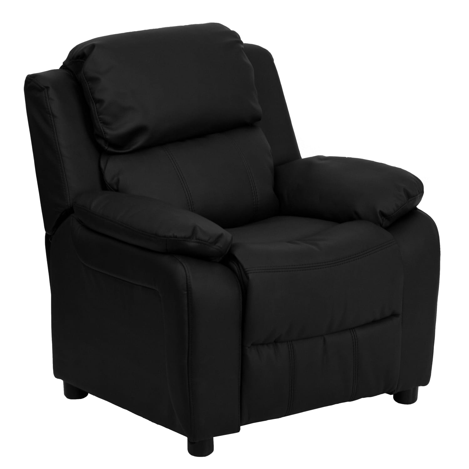 Flash Furniture Deluxe Padded Contemporary Leathersoft Kids Recliner Accent Chair With Storage Arms Black PopularChairscom