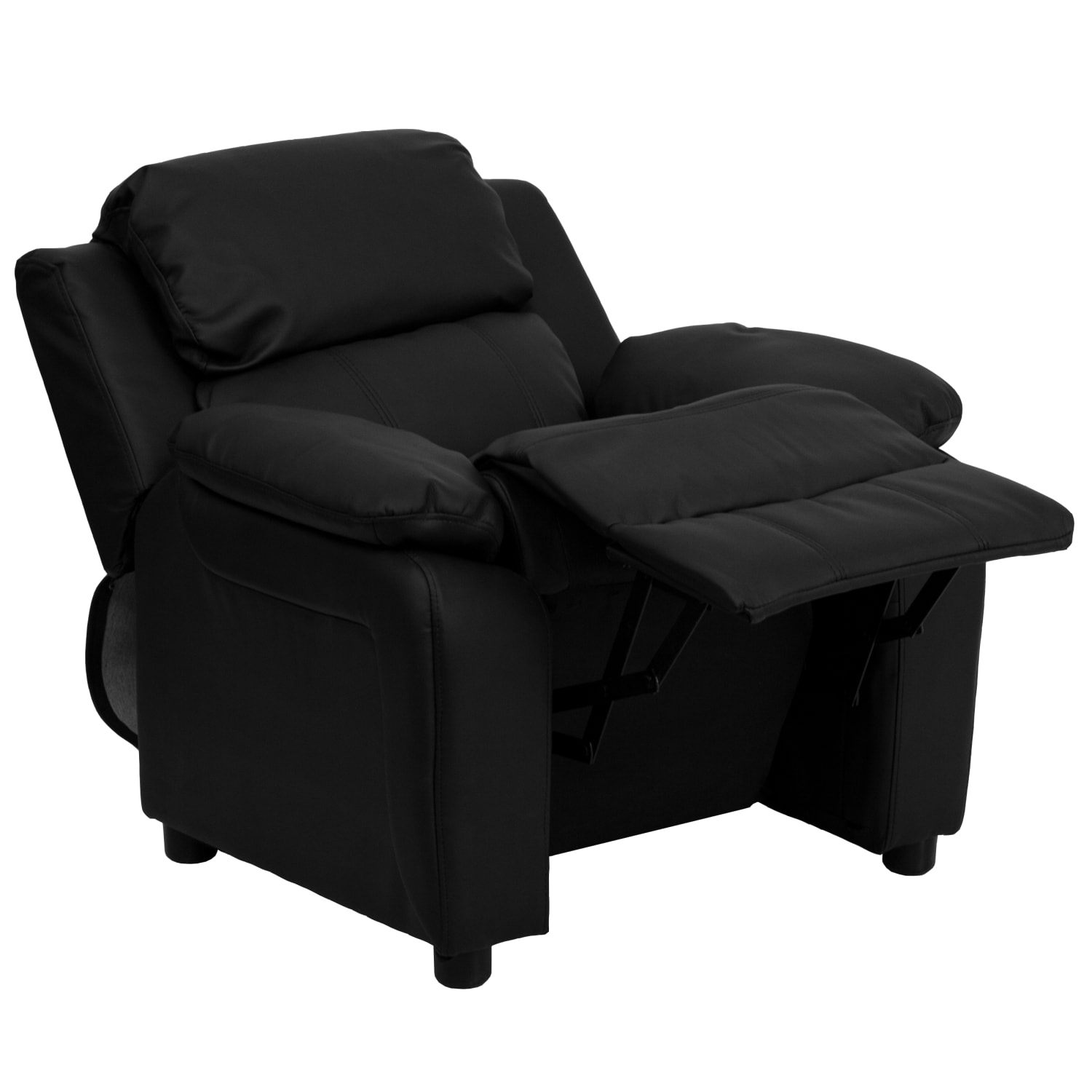 Flash Furniture Deluxe Padded Contemporary Leathersoft Kids Recliner Accent Chair With Storage Arms Black PopularChairscom Flash Furniture Deluxe Padded Contemporary Leathersoft Kids Recliner Accent Chair With Storage Arms Black PopularChairscom