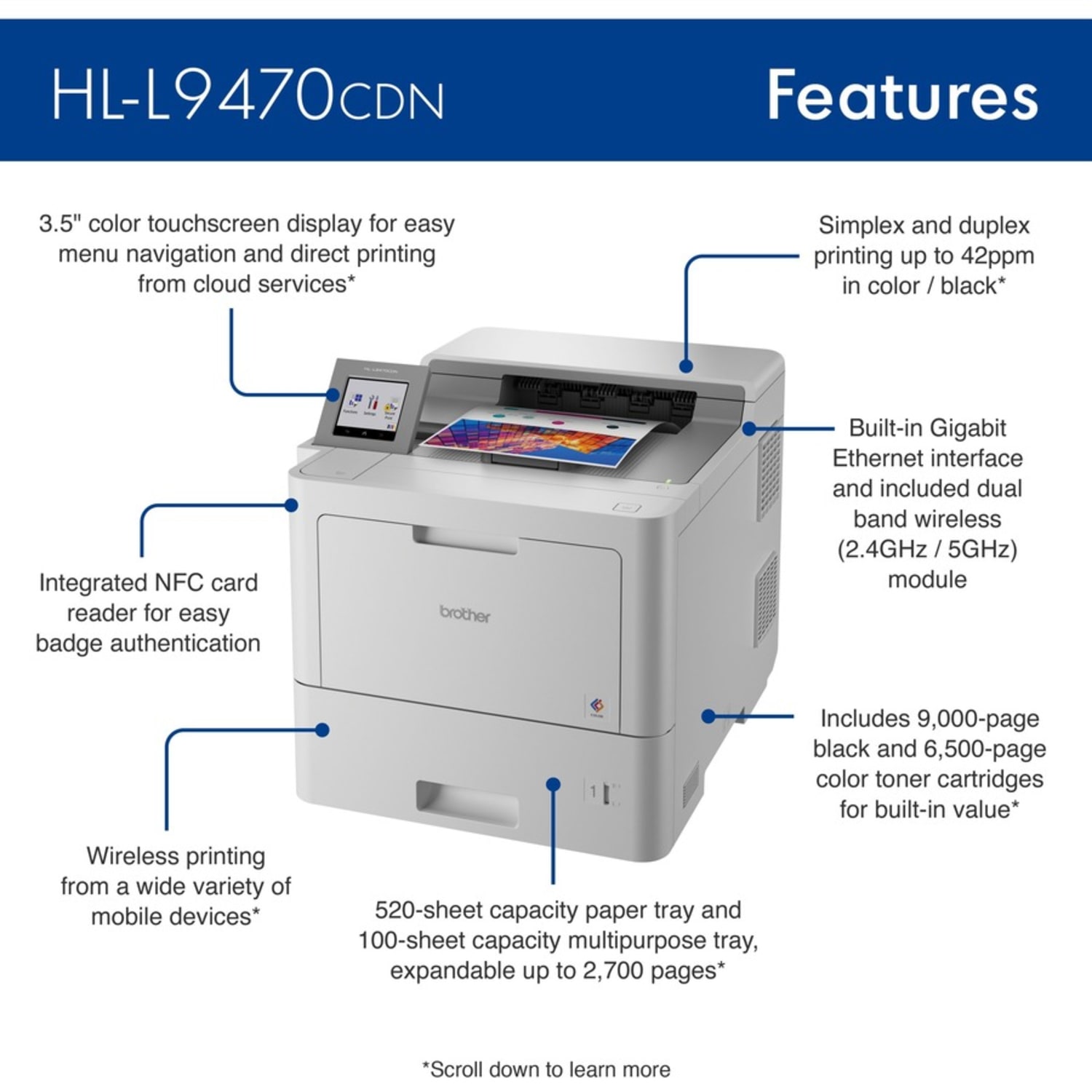 Brother Workhorse HL-L9470CDN Enterprise Color Laser Printer - Image 6