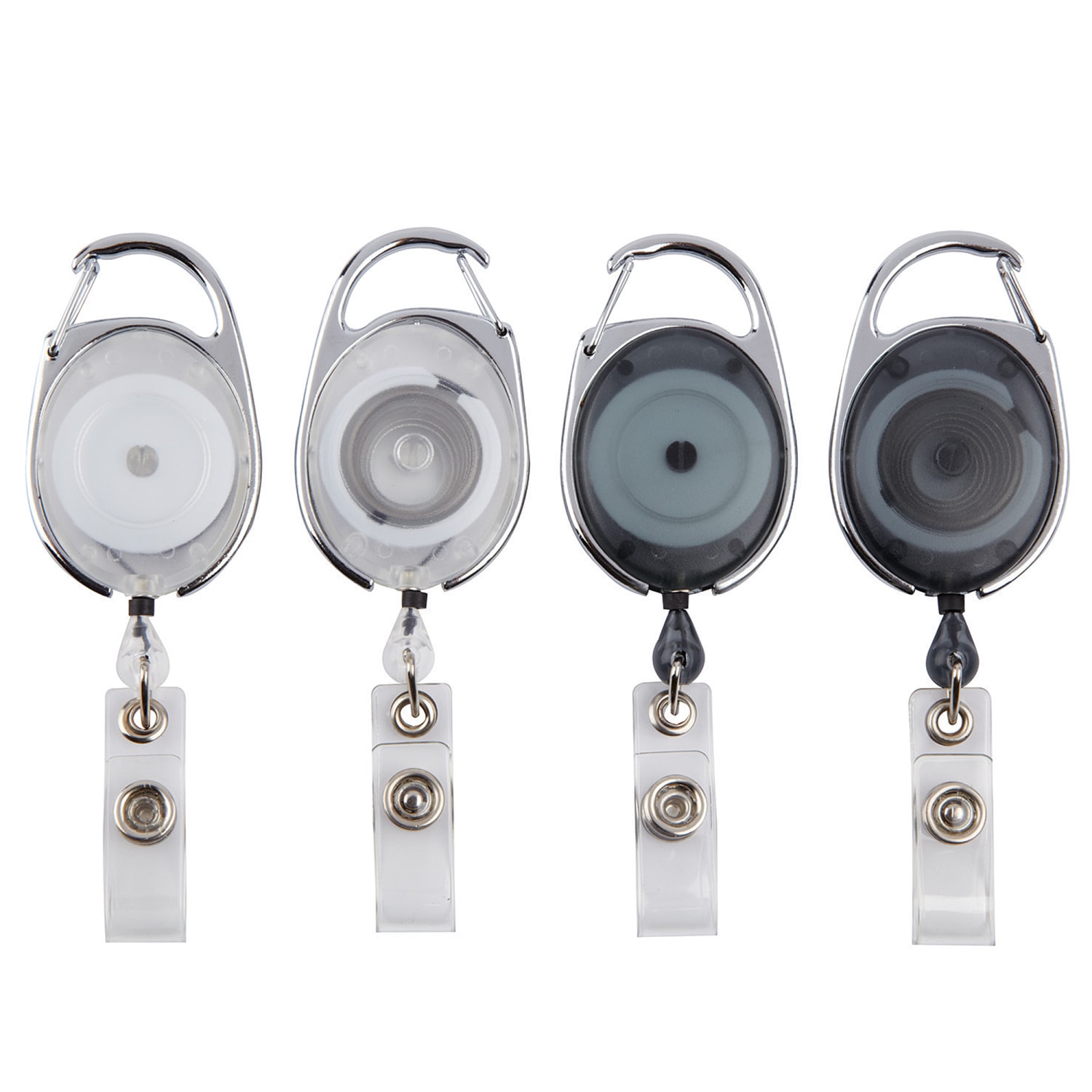 Office Depot Brand Carabiner-Style ID Card Reels, Assorted Colors, Pack Of 4