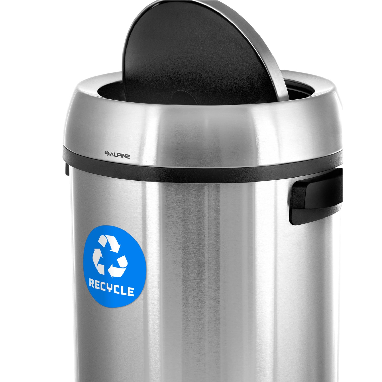 Alpine Industries Stainless Steel Indoor Recycling Receptacle With Swivel Lid, 17 Gallons, Silver - Image 3