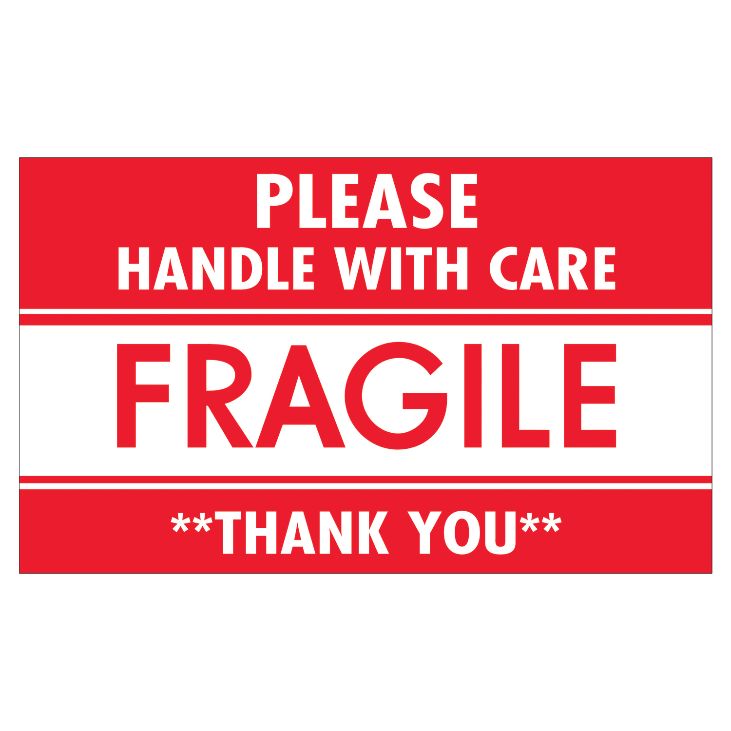 Tape Logic Preprinted Shipping Labels, SCL536, "Please Handle With Care Fragile Thank You," 3in x 5in, Red/White, Pack Of 500