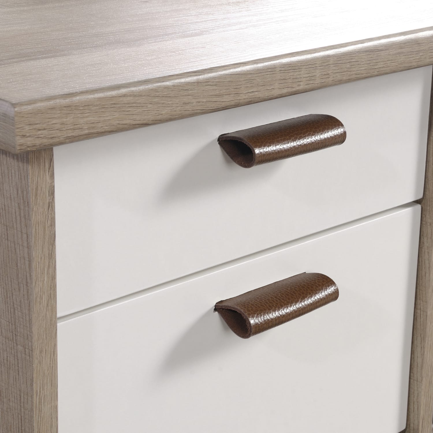 Sauder Anda Norr 57inW Executive Computer Desk, Sky Oak/White - Image 6