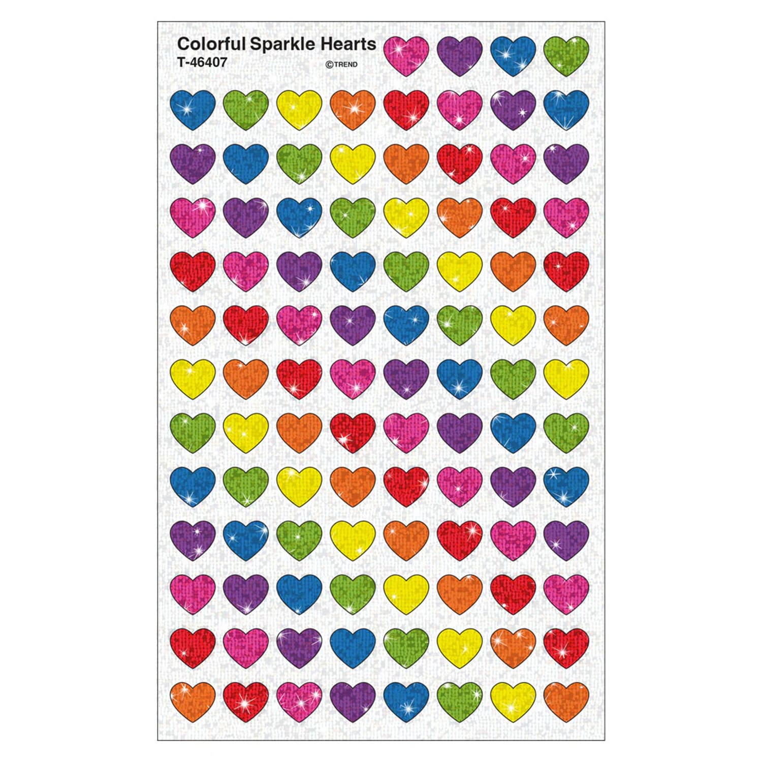 TREND Sparkle Stickers, Colorful Hearts, 400 Per Pack, Set Of 6 Packs - Image 3