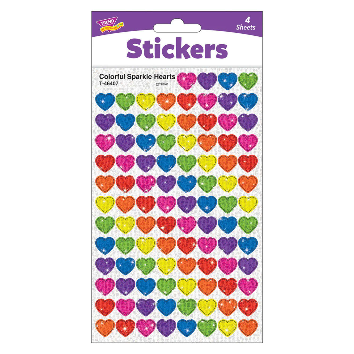 TREND Sparkle Stickers, Colorful Hearts, 400 Per Pack, Set Of 6 Packs - Image 4