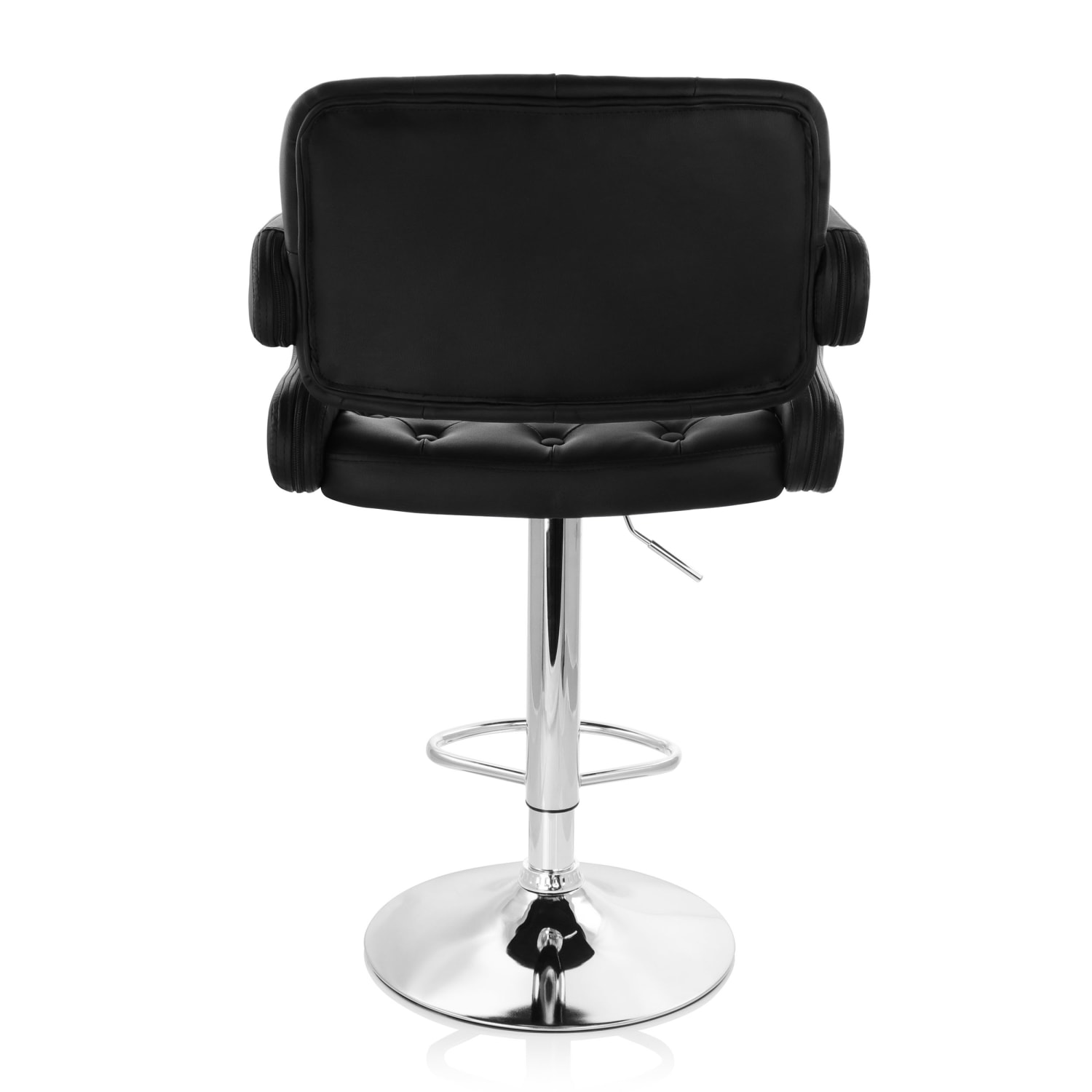Elama Faux Leather Tufted Bar Stool BlackChrome PopularChairscom