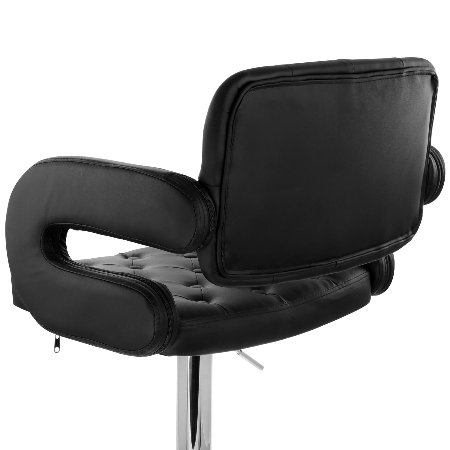 Elama Faux Leather Tufted Bar Stool BlackChrome PopularChairscom Elama Faux Leather Tufted Bar Stool BlackChrome PopularChairscom
