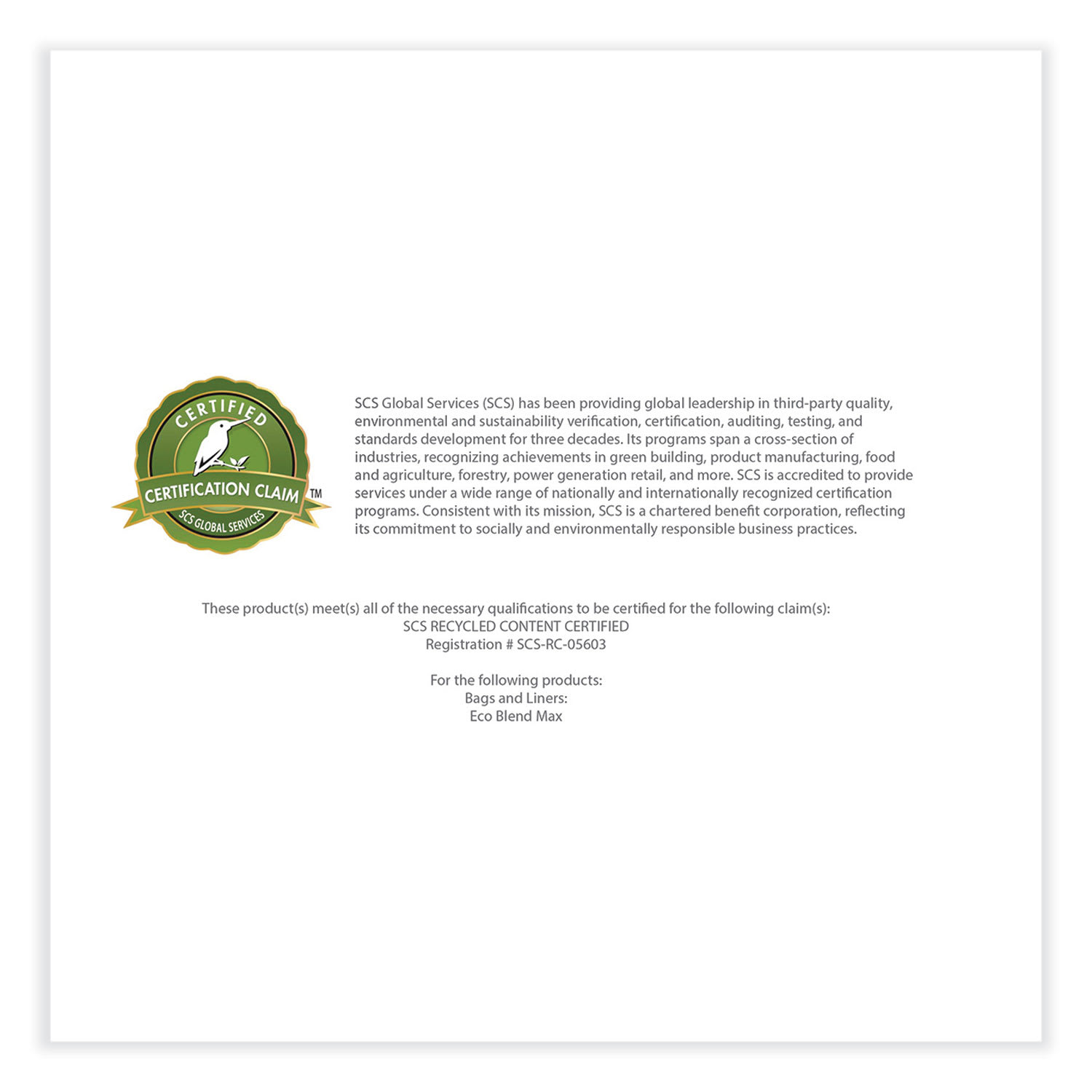 Heritage Eco Blend Max Can Liners - 45 gal Capacity - 40in Width x 46in Depth - 0.80 mil (20 Micron) Thickness - Low Density - Green Tint - Linear Low-Density Polyethylene (LLDPE), Resin - 150/Carton - Waste, Can - Recycled - Image 6