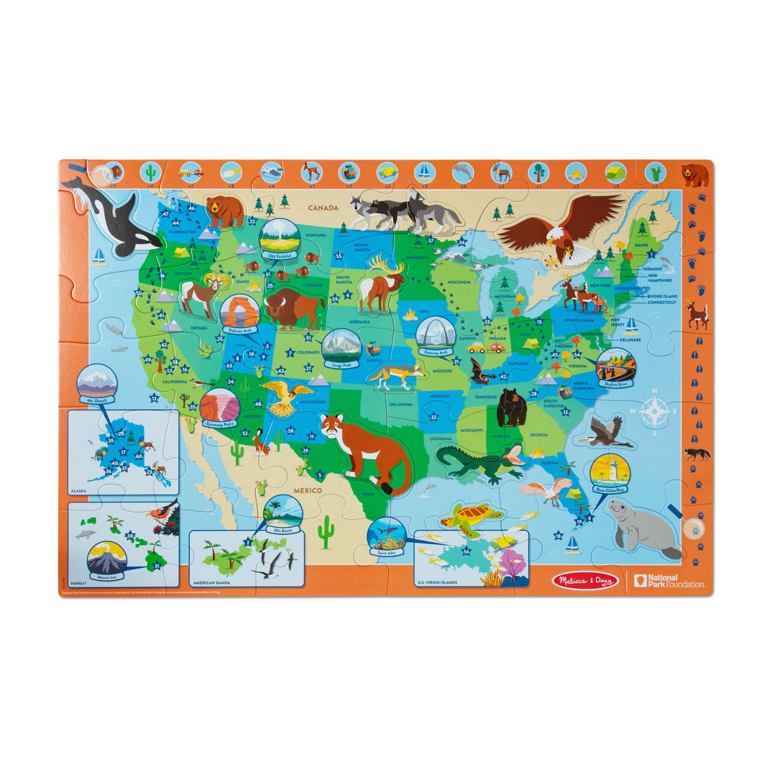 Melissa & Doug National Parks Floor Puzzle U.S.A. Park Map - Image 3