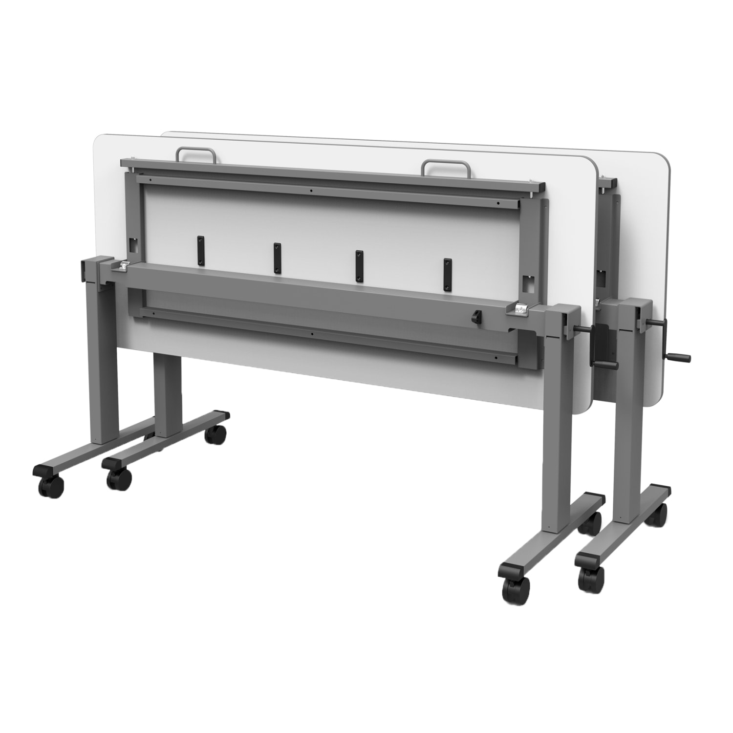 Luxor Height-Adjustable Flip-Top Nesting Table Mobile Workstation, 45-1/4inH x 71inW x 23-5/8inD, Gray - Image 6