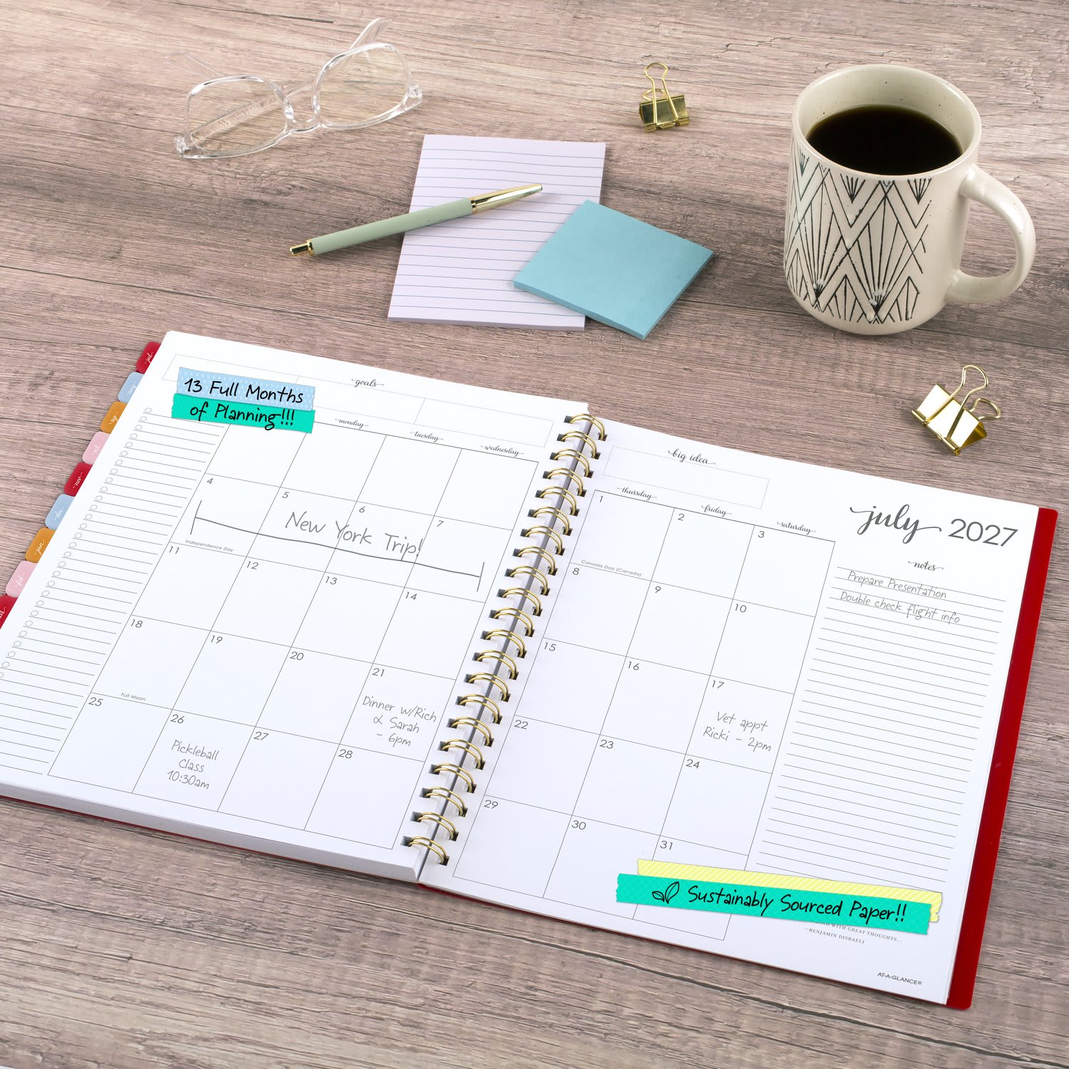 AT-A-GLANCE Harmony Academic 2026-2027 Weekly Monthly Planner, Scarlet, Large, 8 1/2in x 11in - Image 4