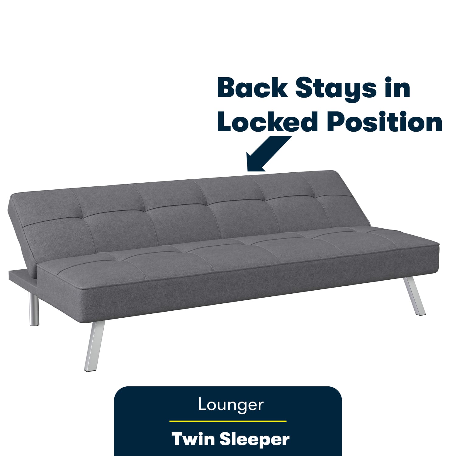 Lifestyle Solutions Serta Condor Convertible Sofa, Charcoal - Image 6