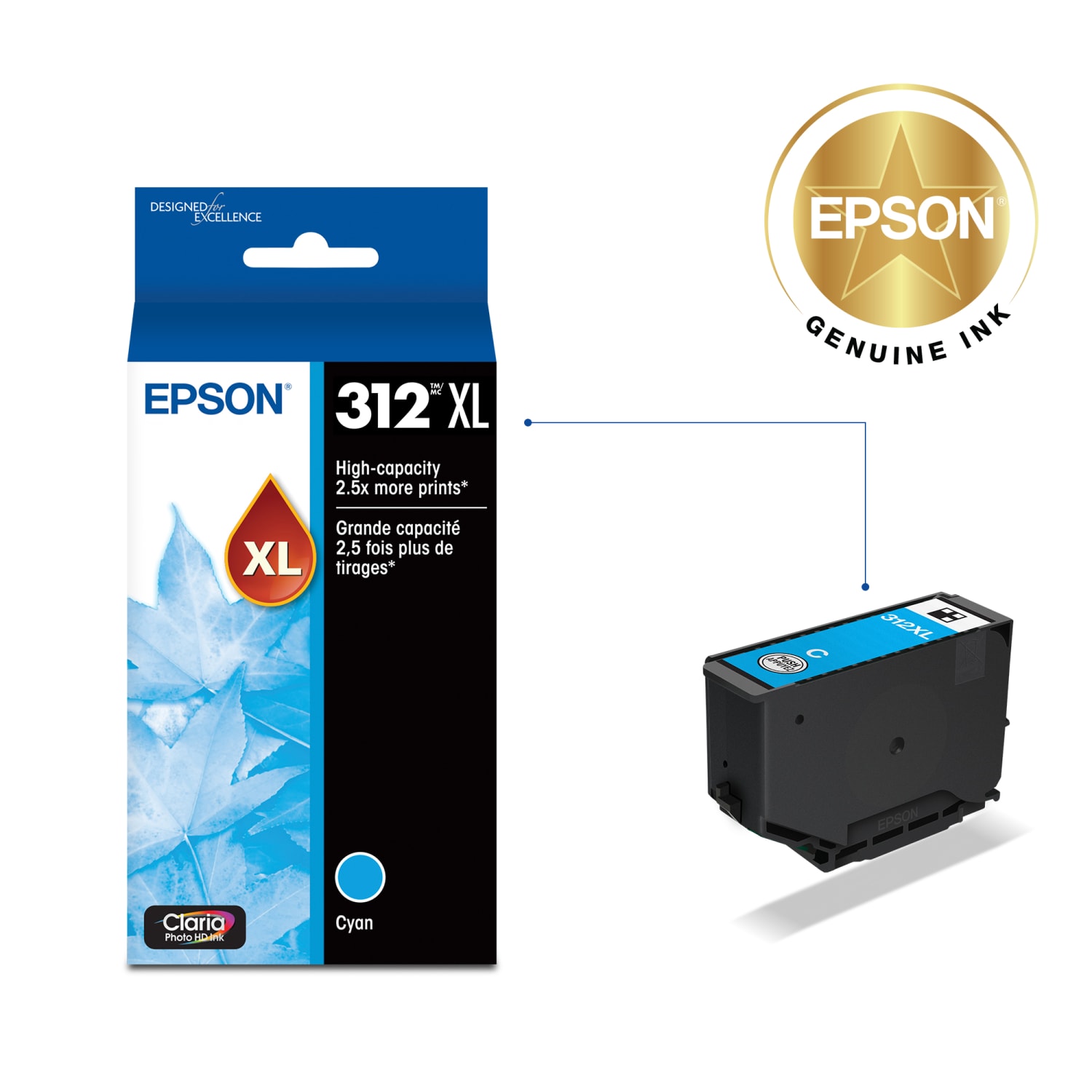 Epson 312XL Claria Photo Cyan High-Yield Ink Cartridge,T312XL220-S - Image 3