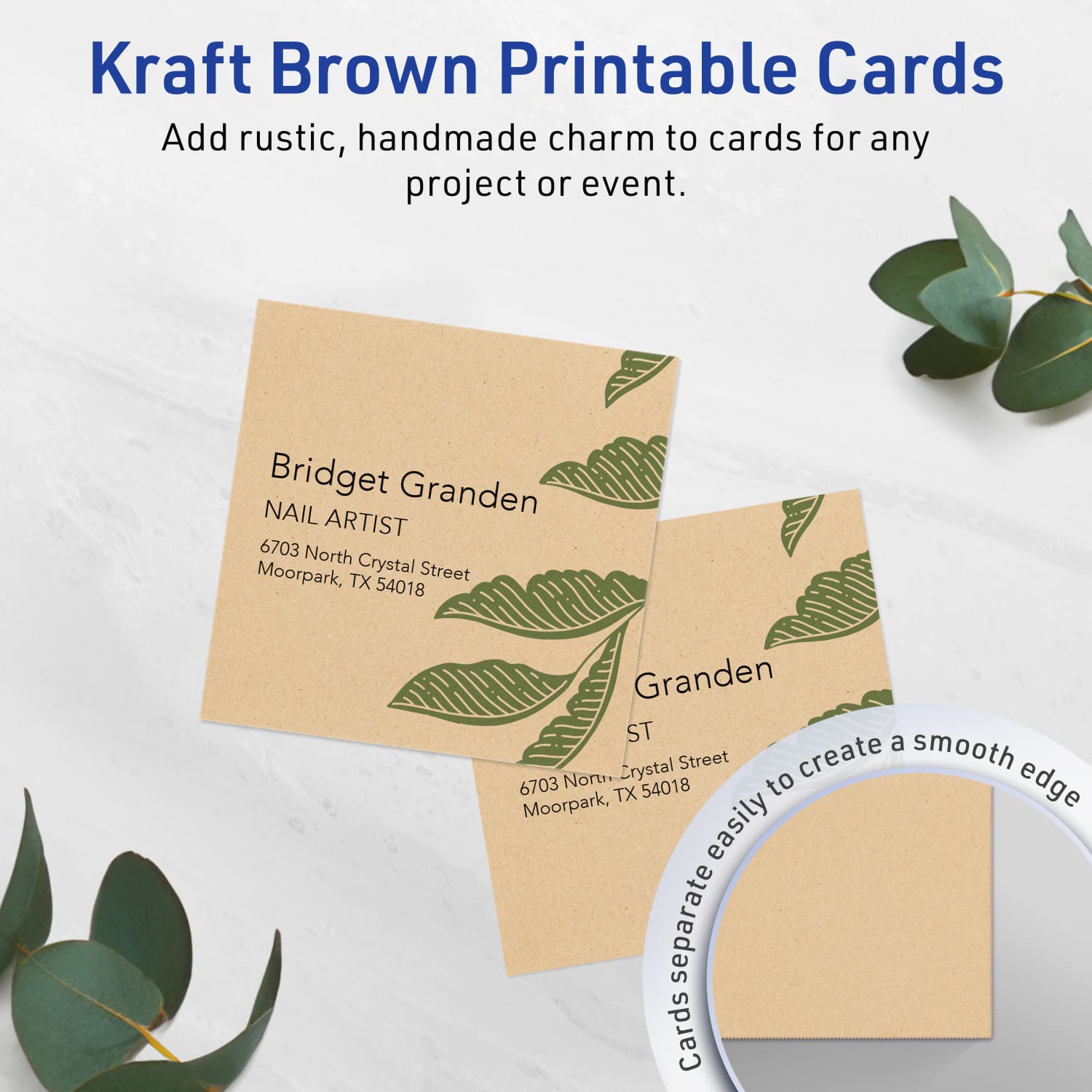 Avery Printable Note Cards With Sure Feed Technology, 3in x 3in Square, Kraft Brown, Pack Of 300 - Image 3